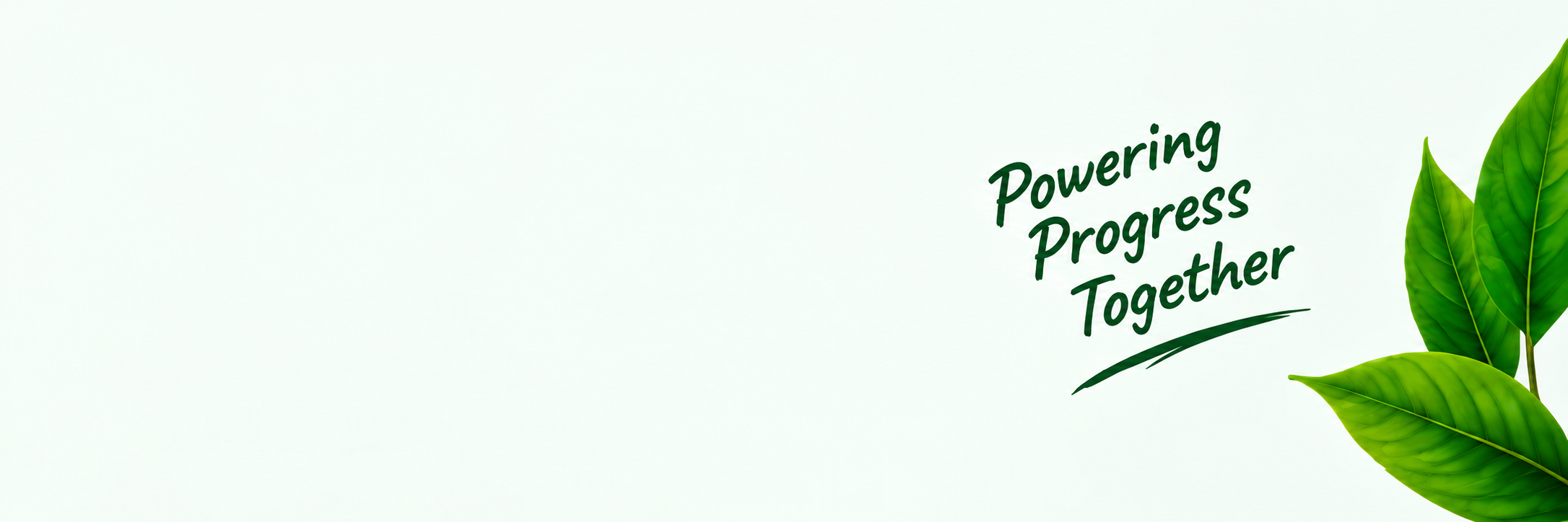 Powering Progress Together with green leaves